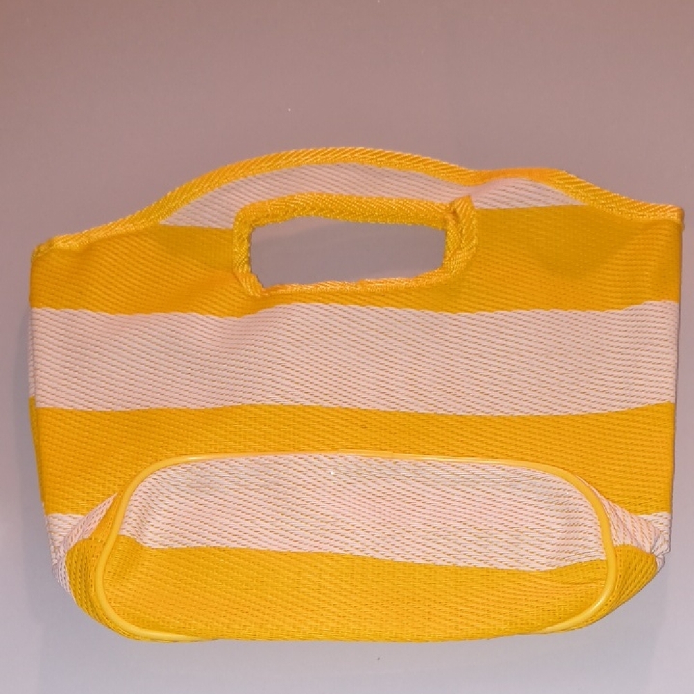 Yellow and White Striped Tote Bag